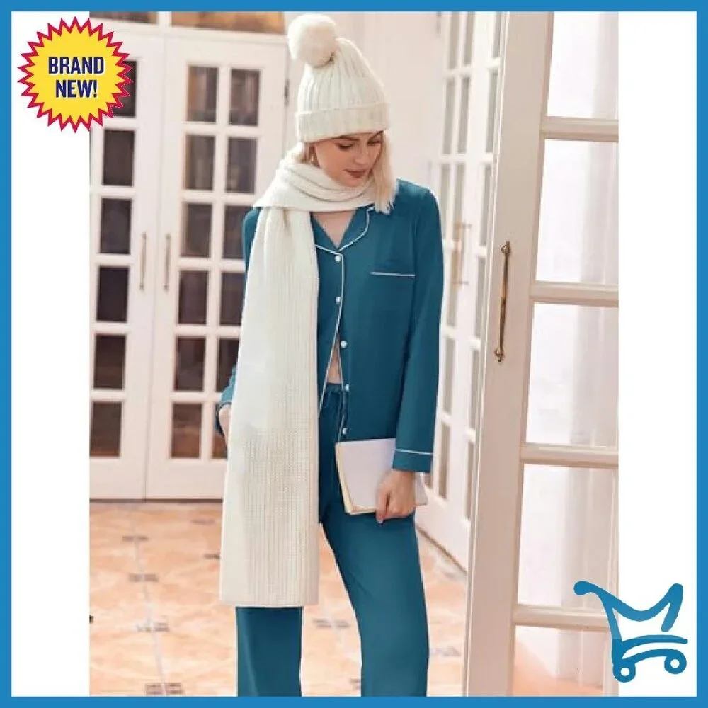 Soft Long Sleeve Pajama Set Polyester Spandex S-XXL Sleepwear